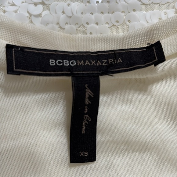 BCBGMaxAzria Nina Sleeveless‎ White Sequin Mini Dress Sz XS Party Bridal Wedding - Picture 10 of 13